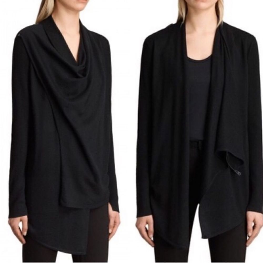 all saints black darina wrap cardigans size 2